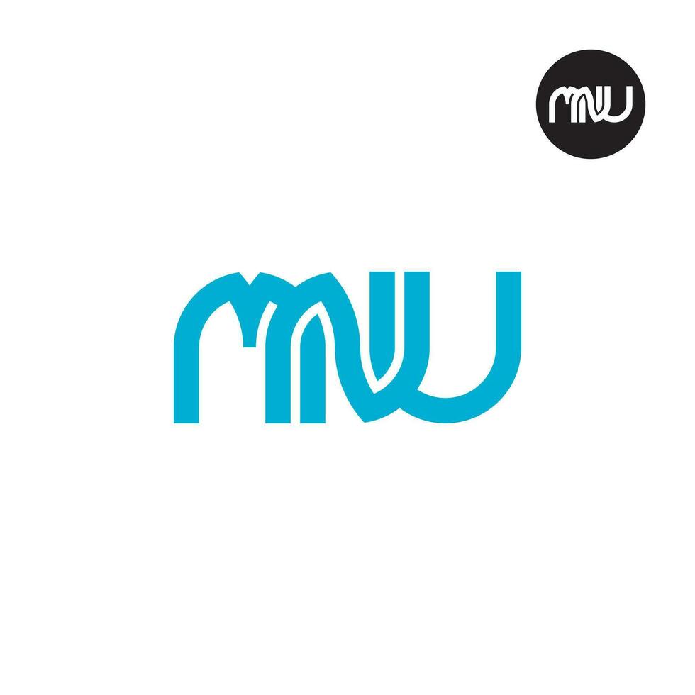 brief mnu monogram logo ontwerp vector