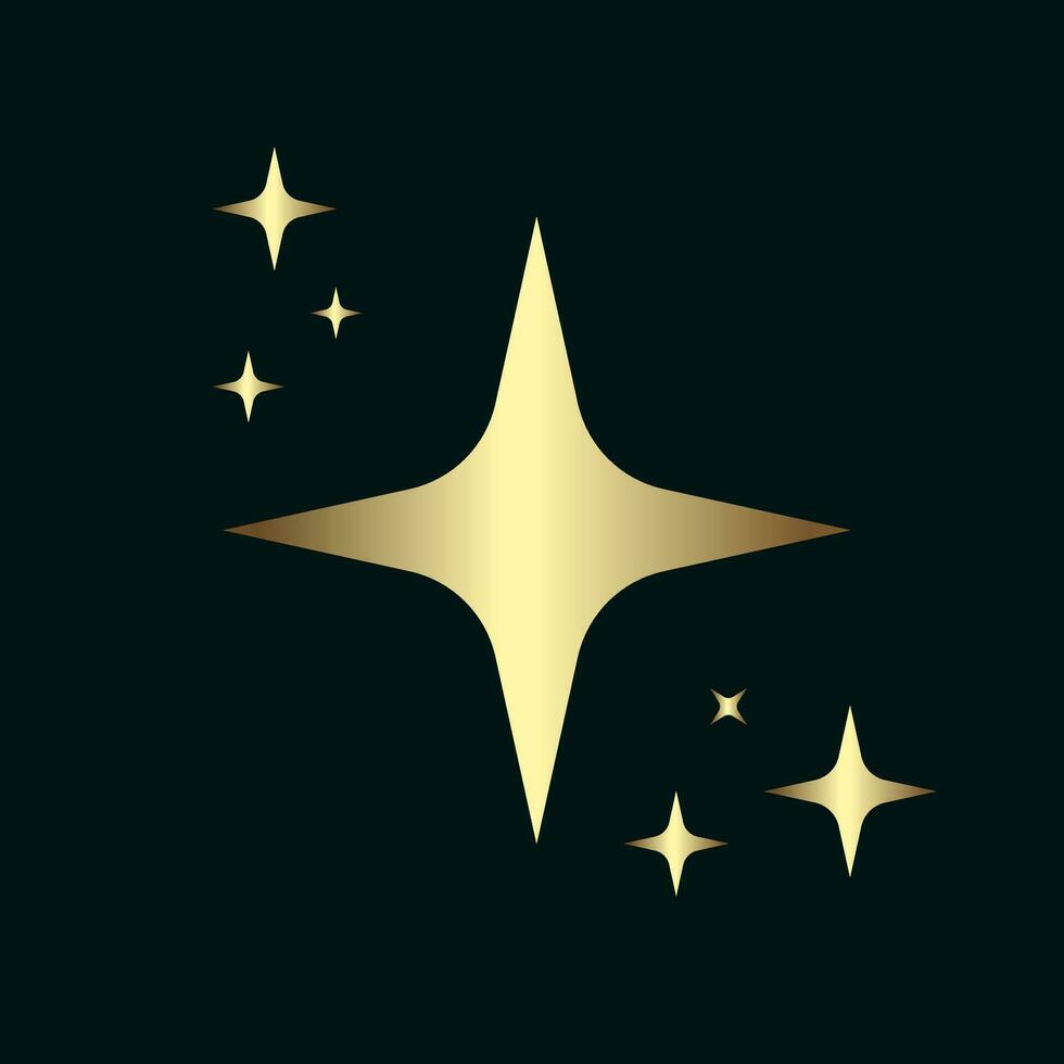 goud helder sterren, reeks van gouden sterren, ster met 6 hoeken, premie sterren Aan donker achtergrond, vector illustratie