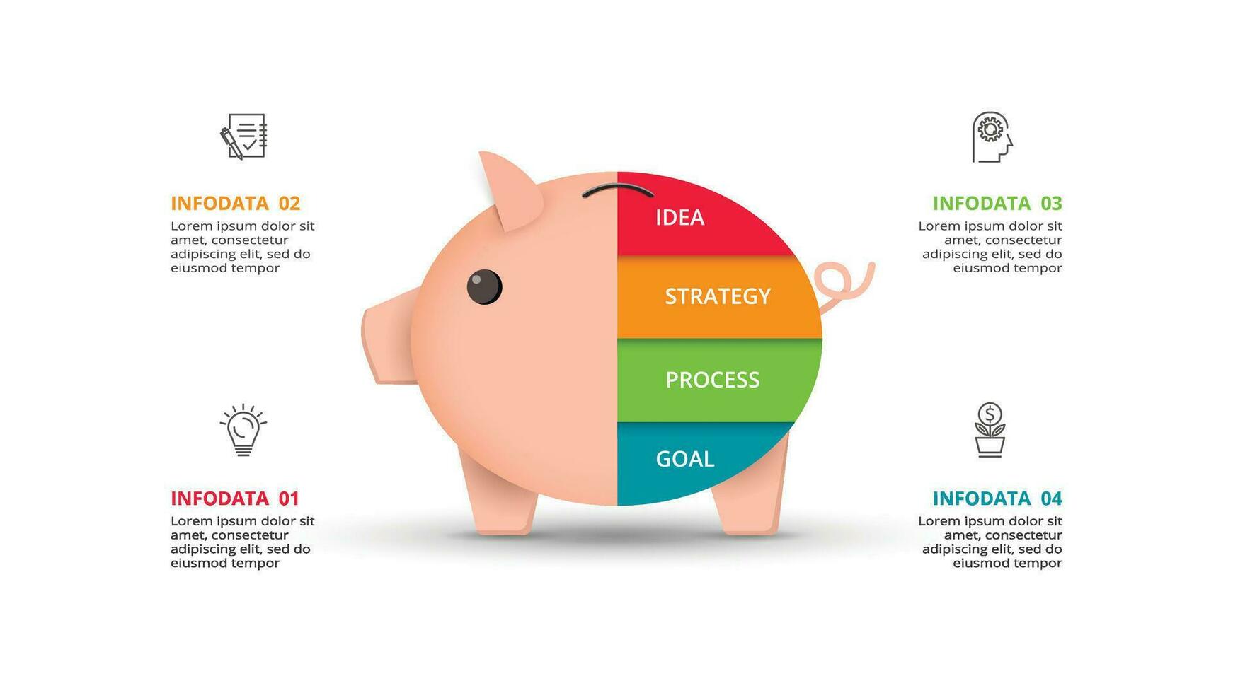 creatief concept voor infographic met 4 stappen, opties, onderdelen of processen. bedrijf gegevens visualisatie. vector