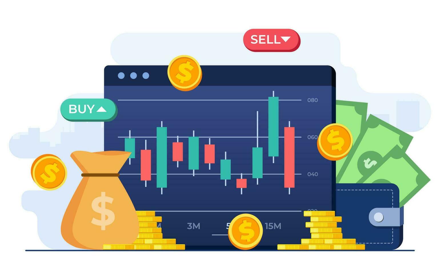 kandelaar tabel met voorraad markt statistieken, voorraad handel, economisch groei, bedrijf investering, voorraad markt trends, technisch analyse strategie, bedrijf winsten berekening vector