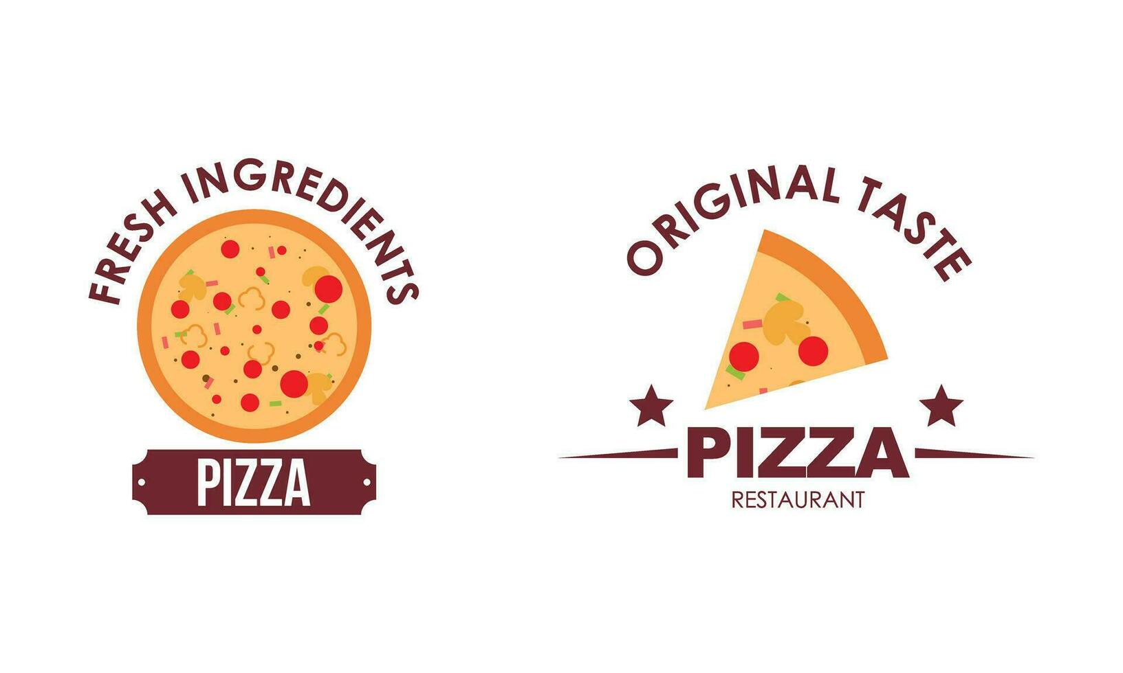 pizza logo, pictogrammen en ontwerp elementen voor pizzeria vector