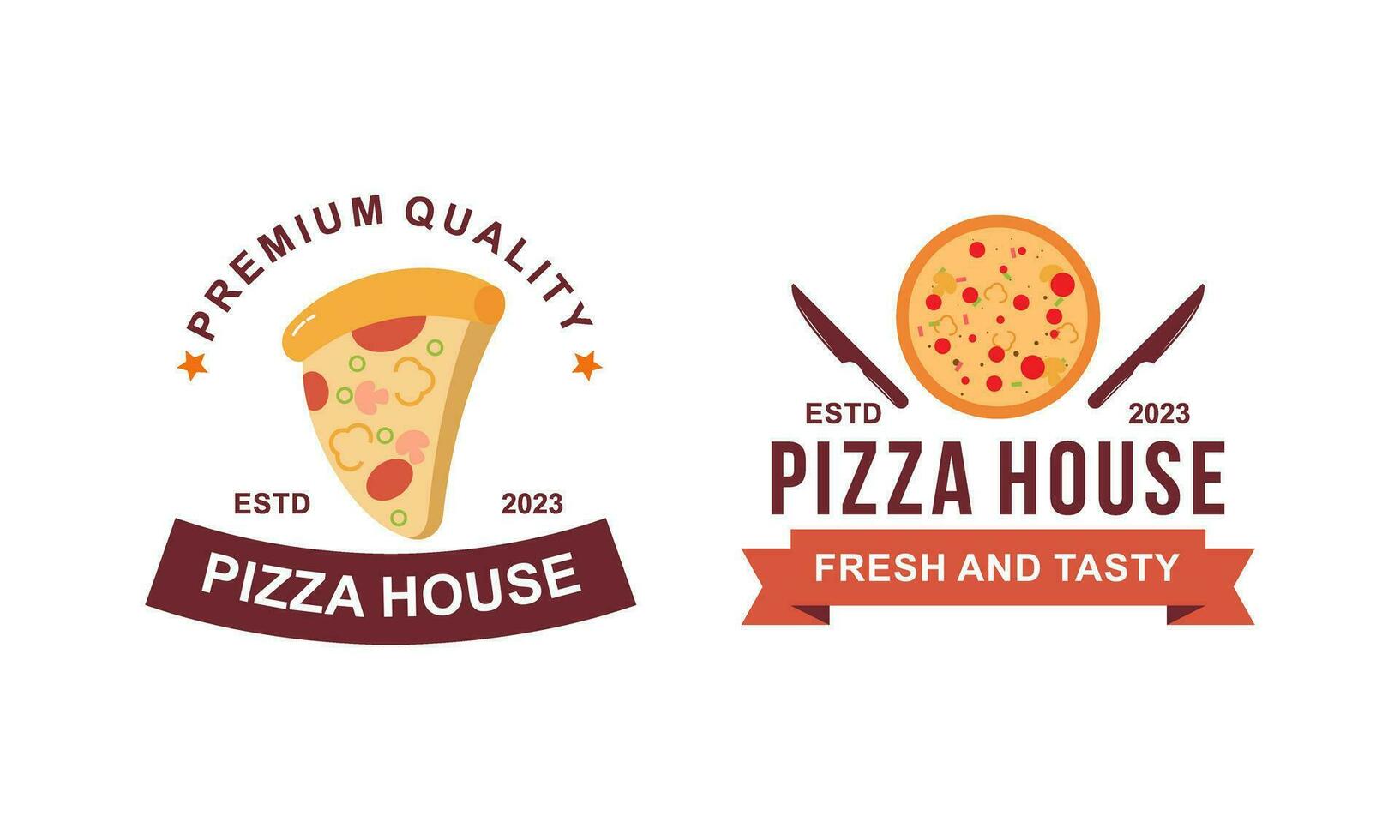 pizza logo, pictogrammen en ontwerp elementen voor pizzeria vector