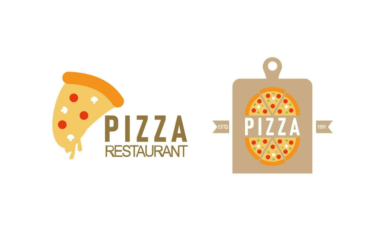 pizza logo, pictogrammen en ontwerp elementen voor pizzeria vector