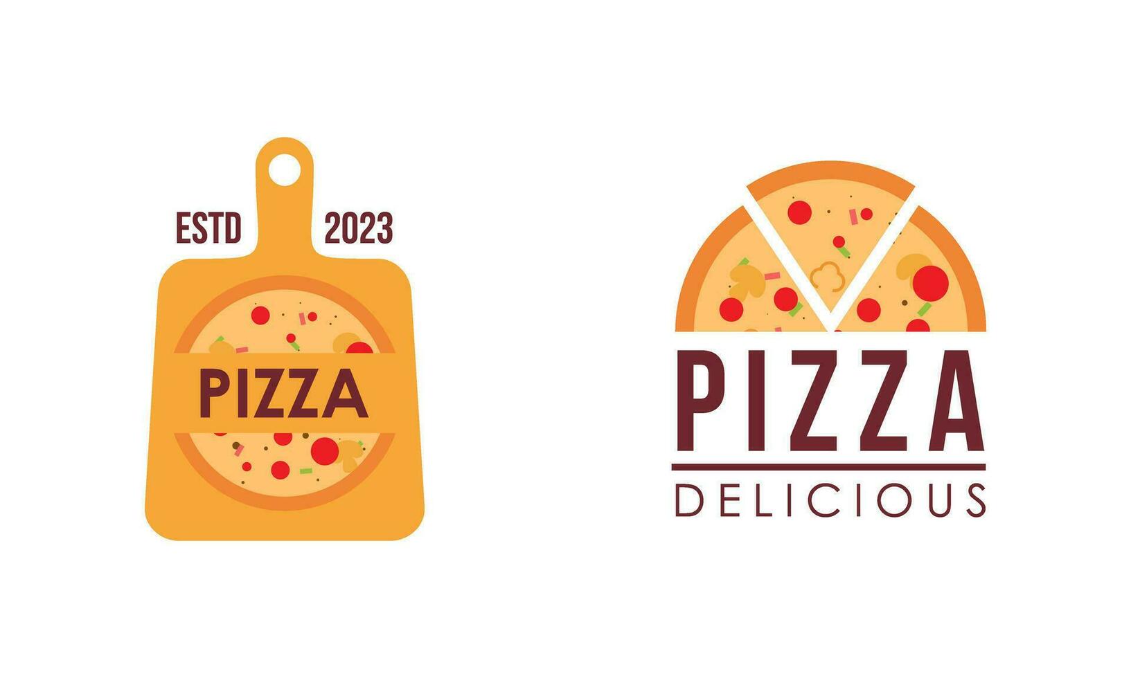 pizza logo, pictogrammen en ontwerp elementen voor pizzeria vector