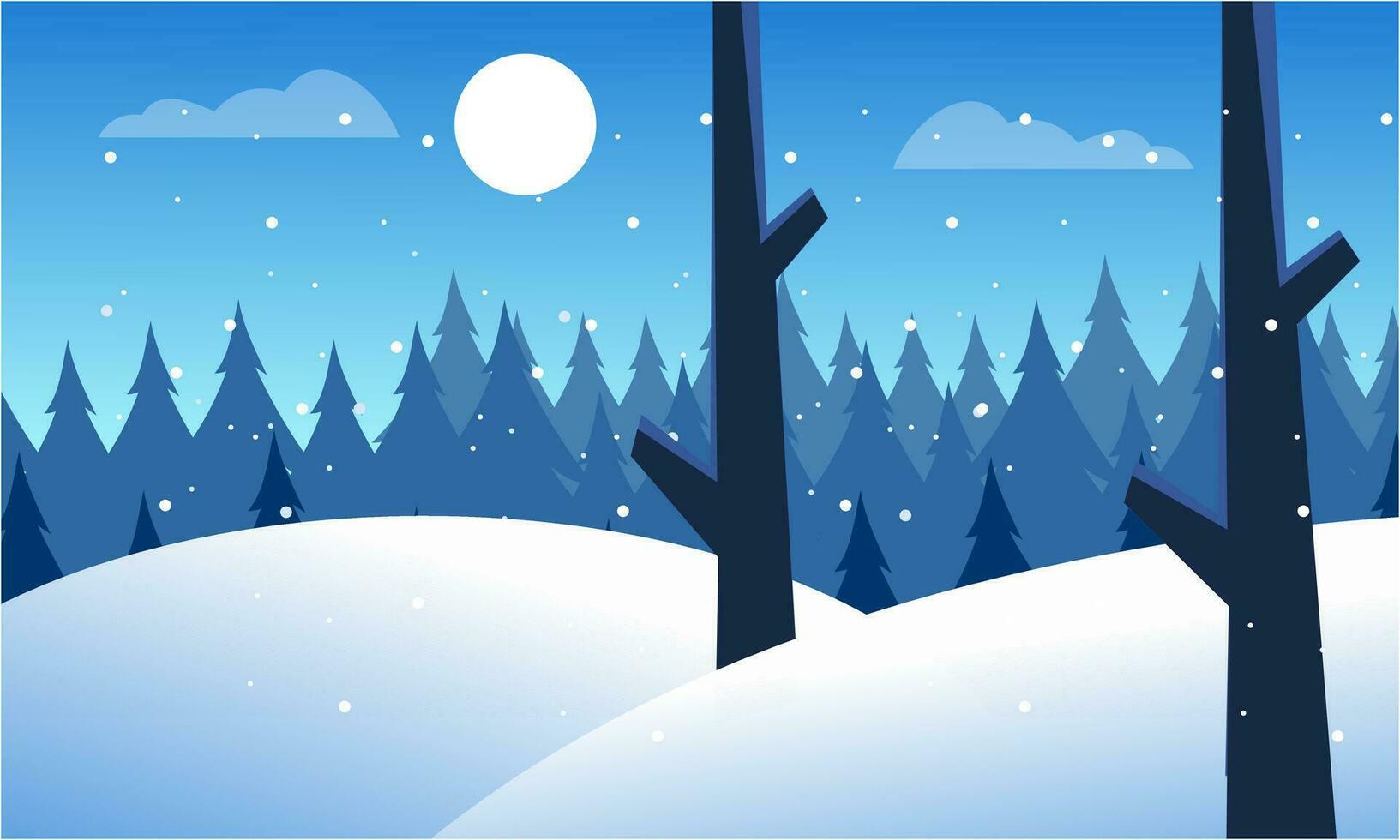 winter landschap achtergrond. vlak vector illustratie