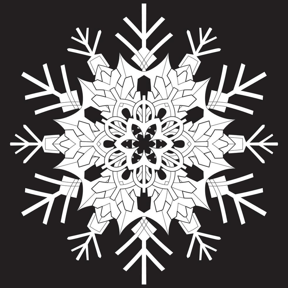 abstract mandala sneeuwvlok lijn kunst ontwerp Aan zwart achtergrond. vector