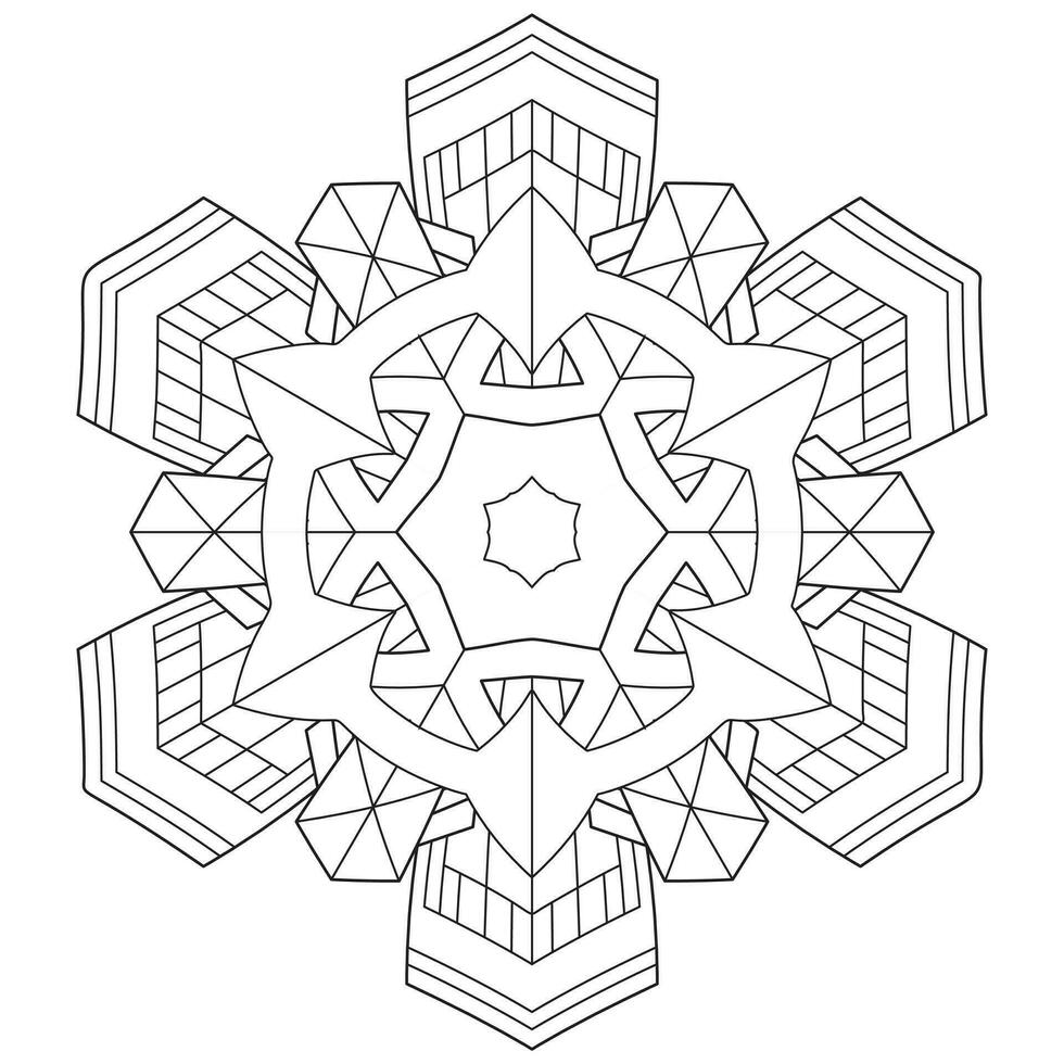 abstract mandala sneeuwvlok lijn kunst ontwerp voor kleur bladzijde vector