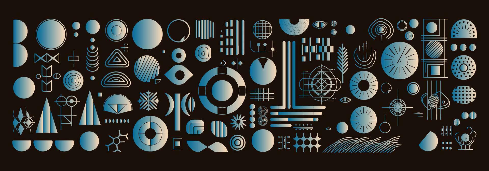 abstract retro meetkundig vormen set, hedendaags elementen, jaren 70 groovy stijl, brutalist ontwerp, figuur verzameling, retro pictogrammen, tekening vormen, eenvoudig brutalisme, meetkundig vormen, retro vormen vector