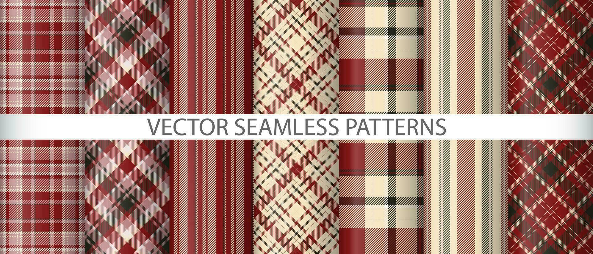 reeks naadloos patroon kleding stof. structuur achtergrond plaid. textiel Schotse ruit controleren vector. vector