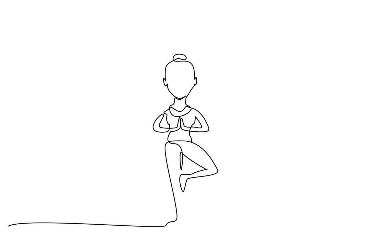 jong mooi gezond fit vrouw pilates yoga geschiktheid houding lijn kunst ontwerp vector