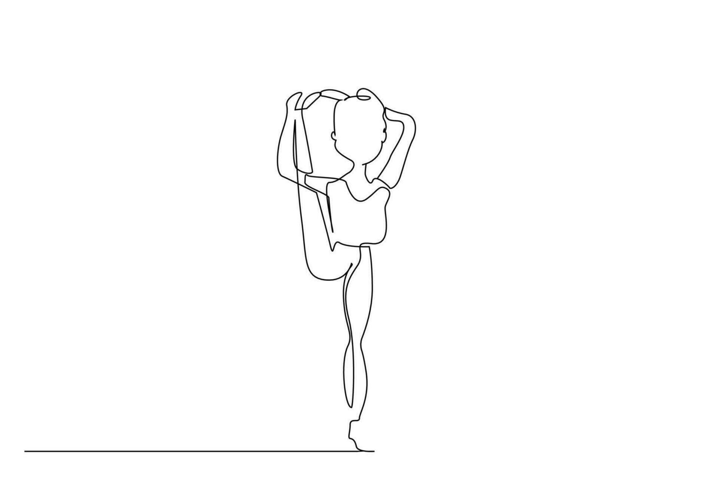 jong mooi gezond fit vrouw pilates yoga geschiktheid houding lijn kunst ontwerp vector