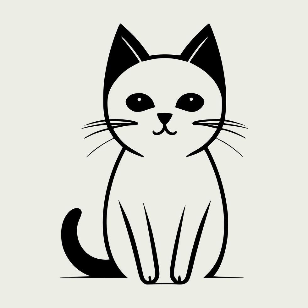 schattig kat vector zwart en wit tekenfilm karakter ontwerp verzameling. wit achtergrond. huisdieren, dieren.