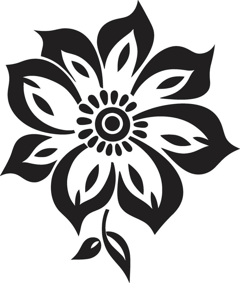 grillig vector bloeien single zwart icoon modern bloemen silhouet gemakkelijk hand- weergegeven ontwerp