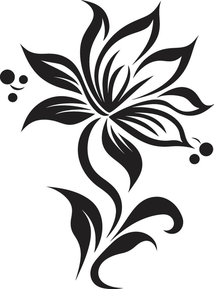 chique artistiek werveling hand- getrokken zwart embleem schoon vector bloem minimalistische artistiek logo