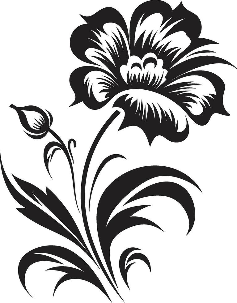 grillig artistiek bloem handgemaakt vector logo modern bloemen abstractie gemakkelijk zwart embleem