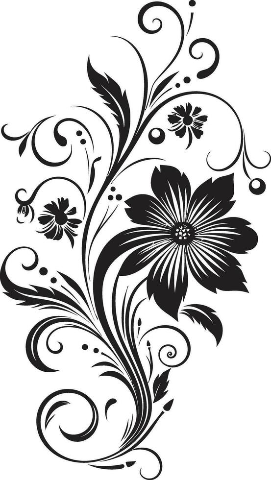 inktachtig bloemen embleem vector logo ontwerp noir botanisch schetsen iconisch zwart vector