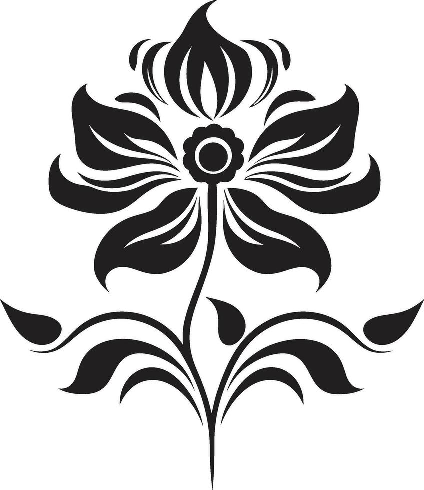 modern bloemen silhouet gemakkelijk hand- weergegeven ontwerp artistiek bloemblad essence zwart vector embleem