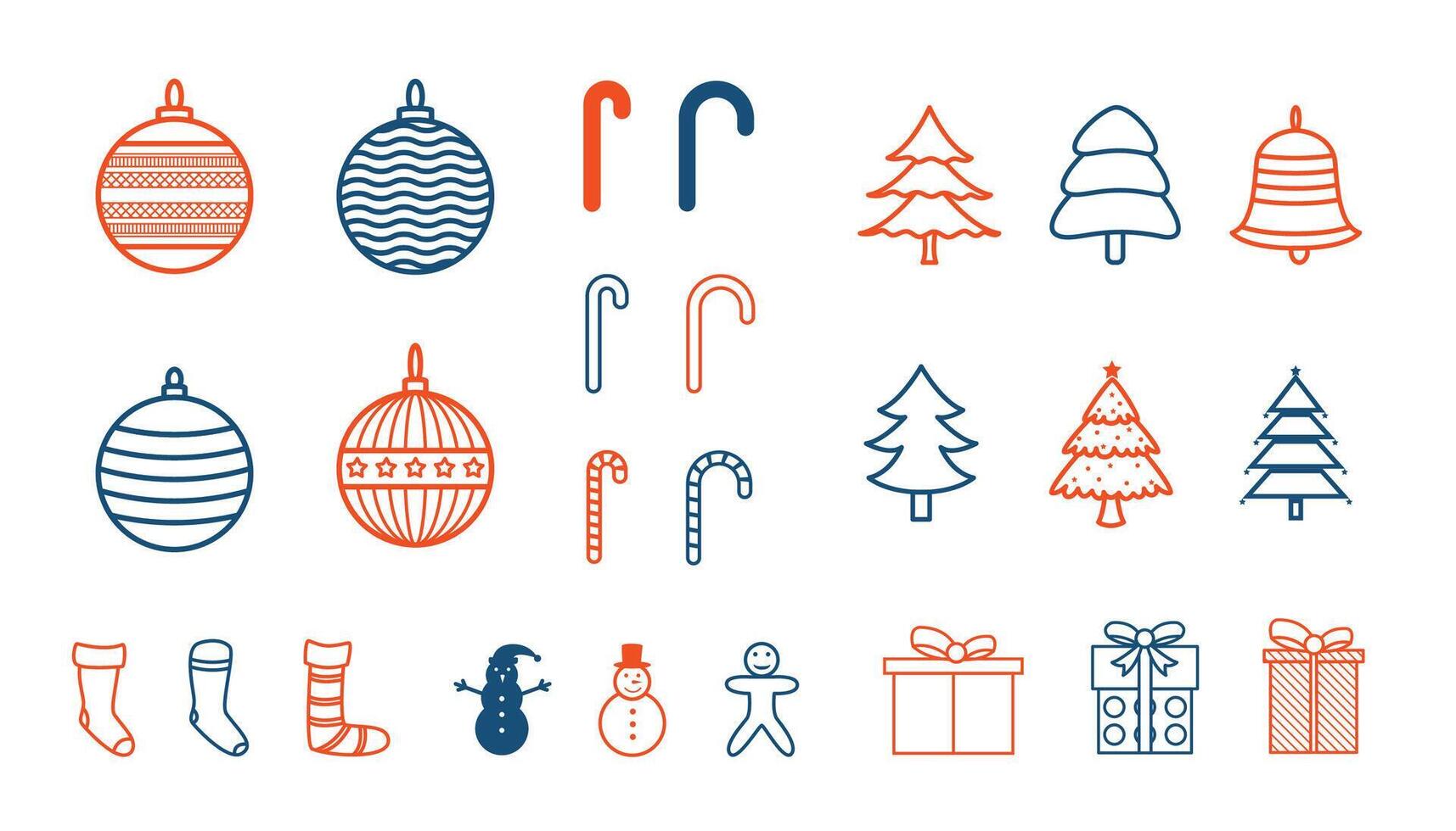 verzameling van Kerstmis decoratief pictogrammen ontwerp in lijn stijl vector