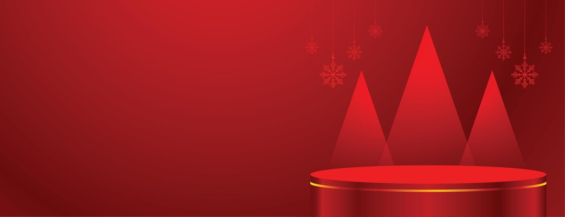 modern rood podium web banier met Kerstmis boom ontwerp vector