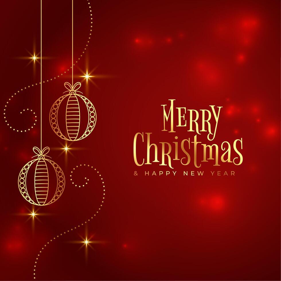 mooi hoor vrolijk Kerstmis evenement rood achtergrond met gouden decoratie vector
