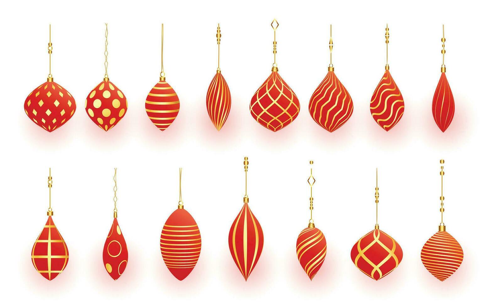reeks van 3d rood Kerstmis snuisterij pictogrammen voor Kerstmis vakantie vector