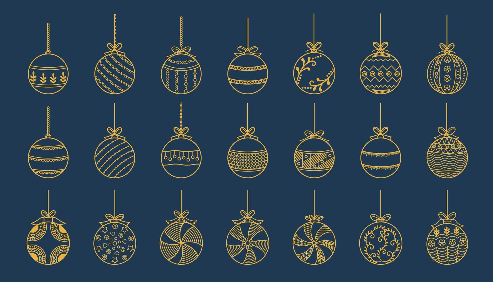 groot reeks van gouden Kerstmis snuisterij symbolen ontwerp voor Kerstmis decoratie vector