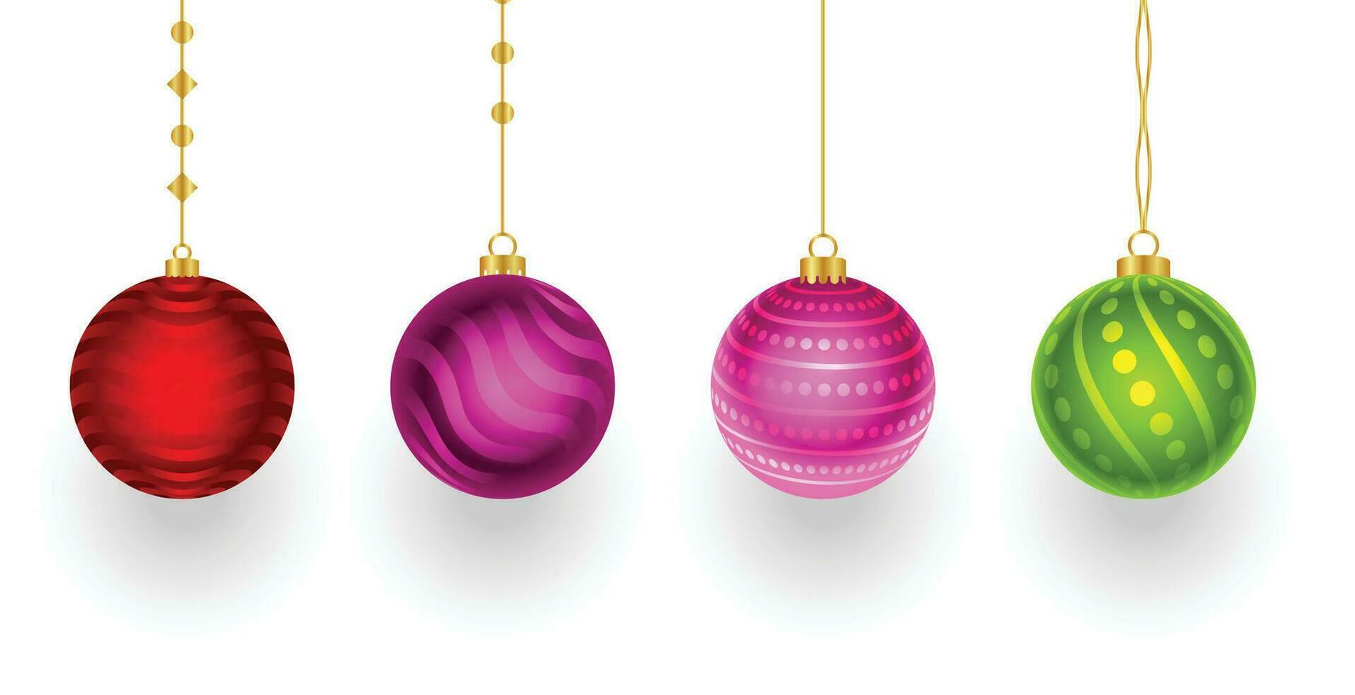 reeks van vier kleurrijk Kerstmis snuisterij ontwerp voor Kerstmis decoratie vector