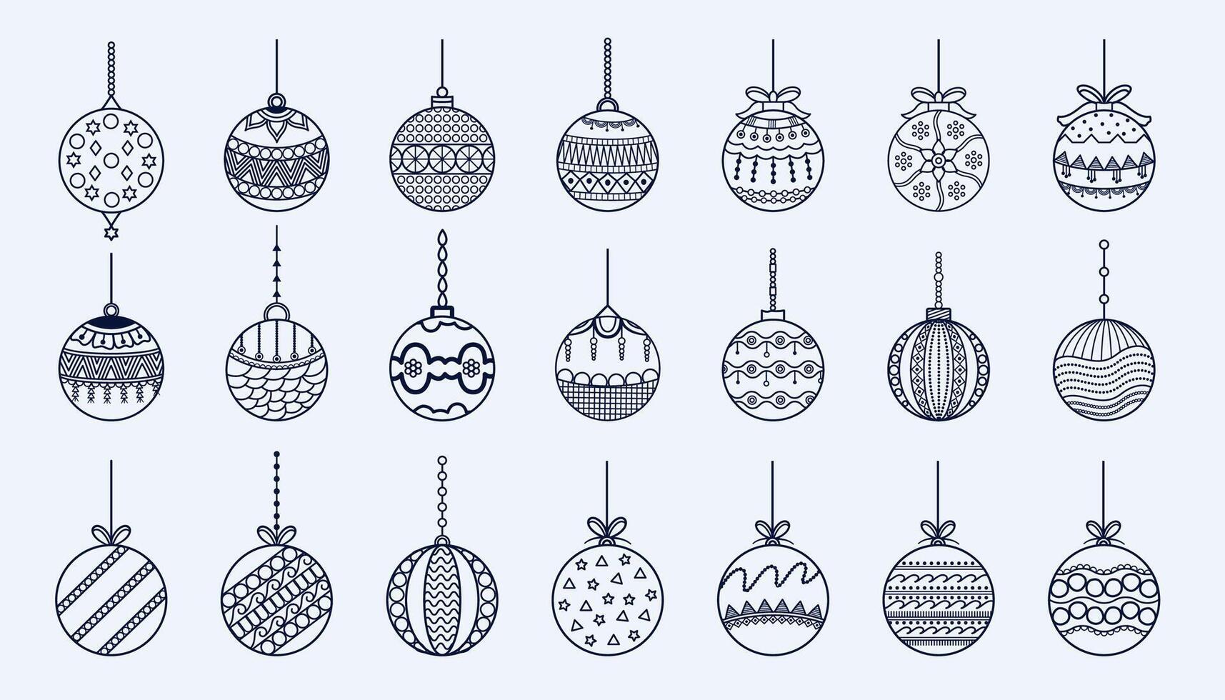 lijn stijl Kerstmis snuisterij elementen ontwerp in reeks vector
