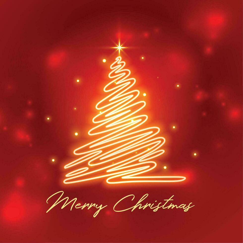 vrolijk Kerstmis rood achtergrond met sprankelend Kerstmis boom ontwerp vector