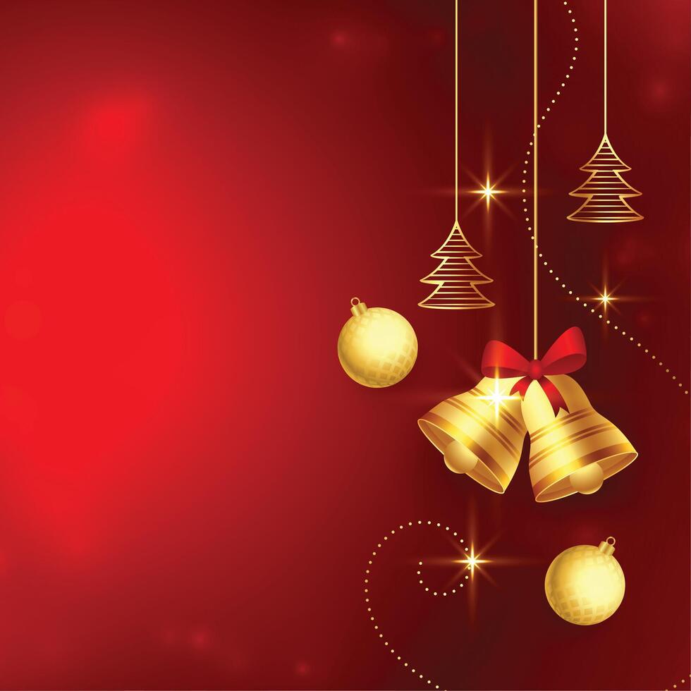 gouden Kerstmis elementen met tekst ruimte Aan rood achtergrond vector