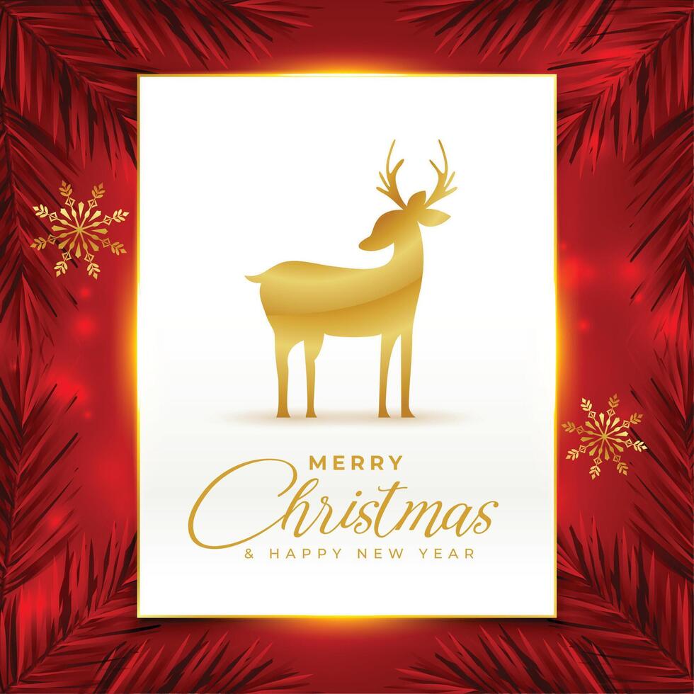 elegant vrolijk Kerstmis uitnodiging kaart met gouden rendier ontwerp vector