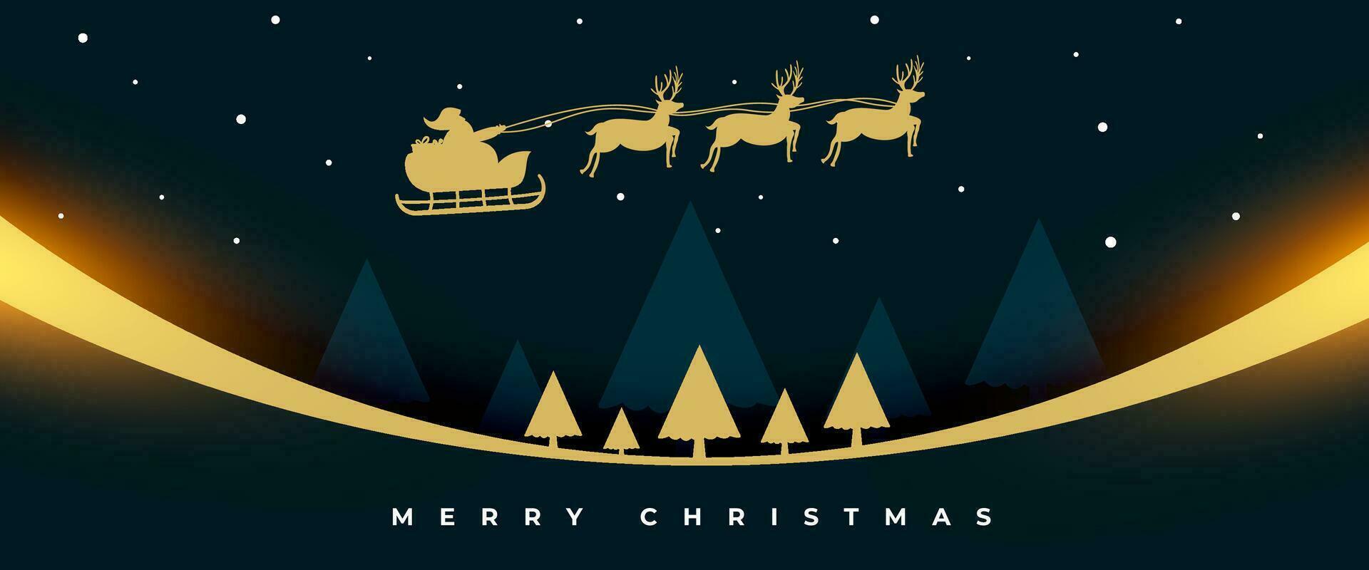 vrolijk Kerstmis vooravond uitnodiging banier met vliegend de kerstman slee vector