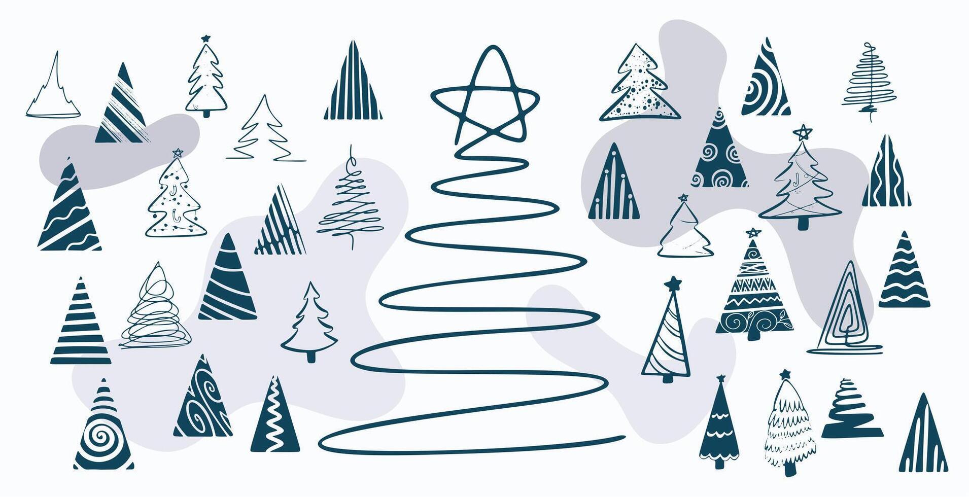 hand- getrokken Kerstmis boom elementen ontwerp in reeks vector