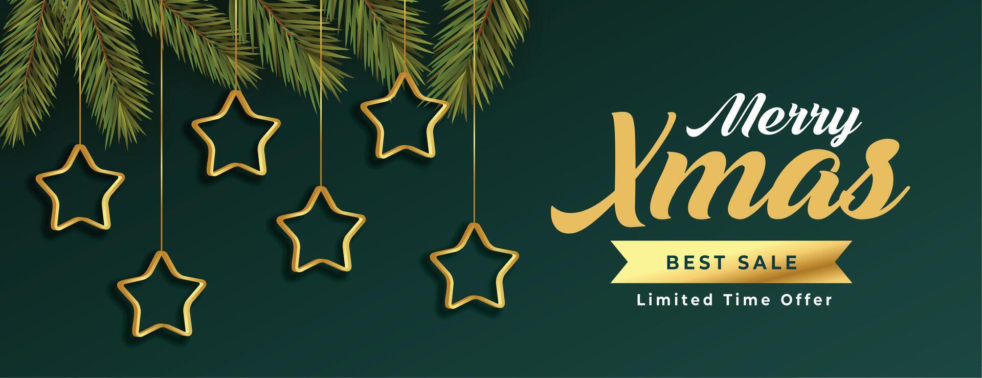 Kerstmis het beste uitverkoop promotionele banier met sterren decoratie vector