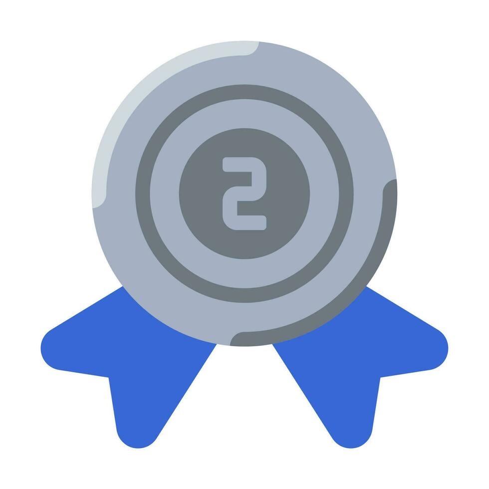 zilver medailles prijs icoon of logo illustratie vlak kleur stijl vector