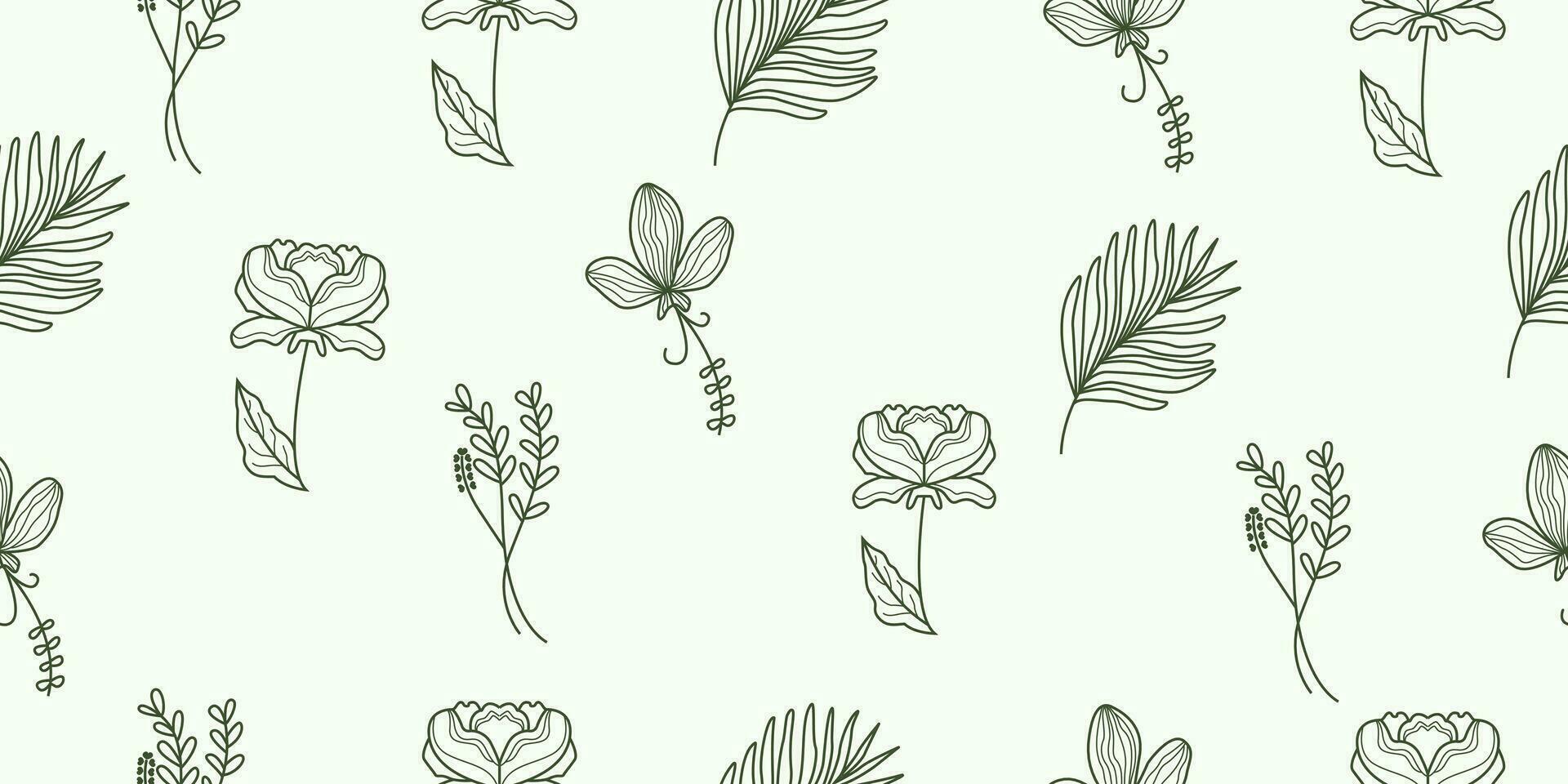 vector patroon van divers types van schets bloemen en vormen. vector bloemen patroon. ontwerp voor behang, omhulsel papier, achtergrond, kleding stof. vector schets naadloos patroon