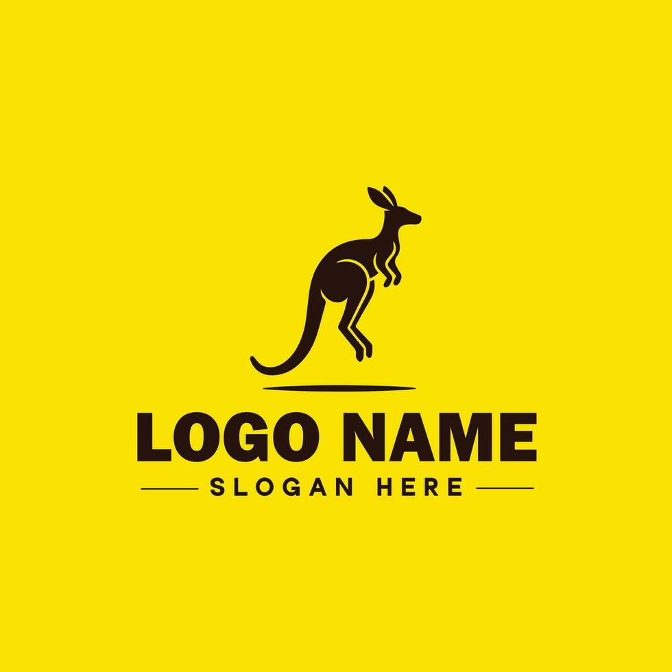 kangoeroe logo en icoon symbool schoon vlak modern minimalistische logo ontwerp bewerkbare vector