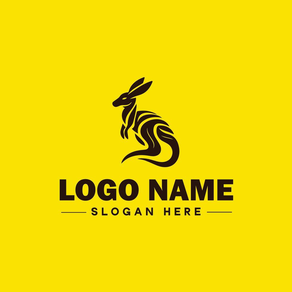 kangoeroe logo en icoon symbool schoon vlak modern minimalistische logo ontwerp bewerkbare vector