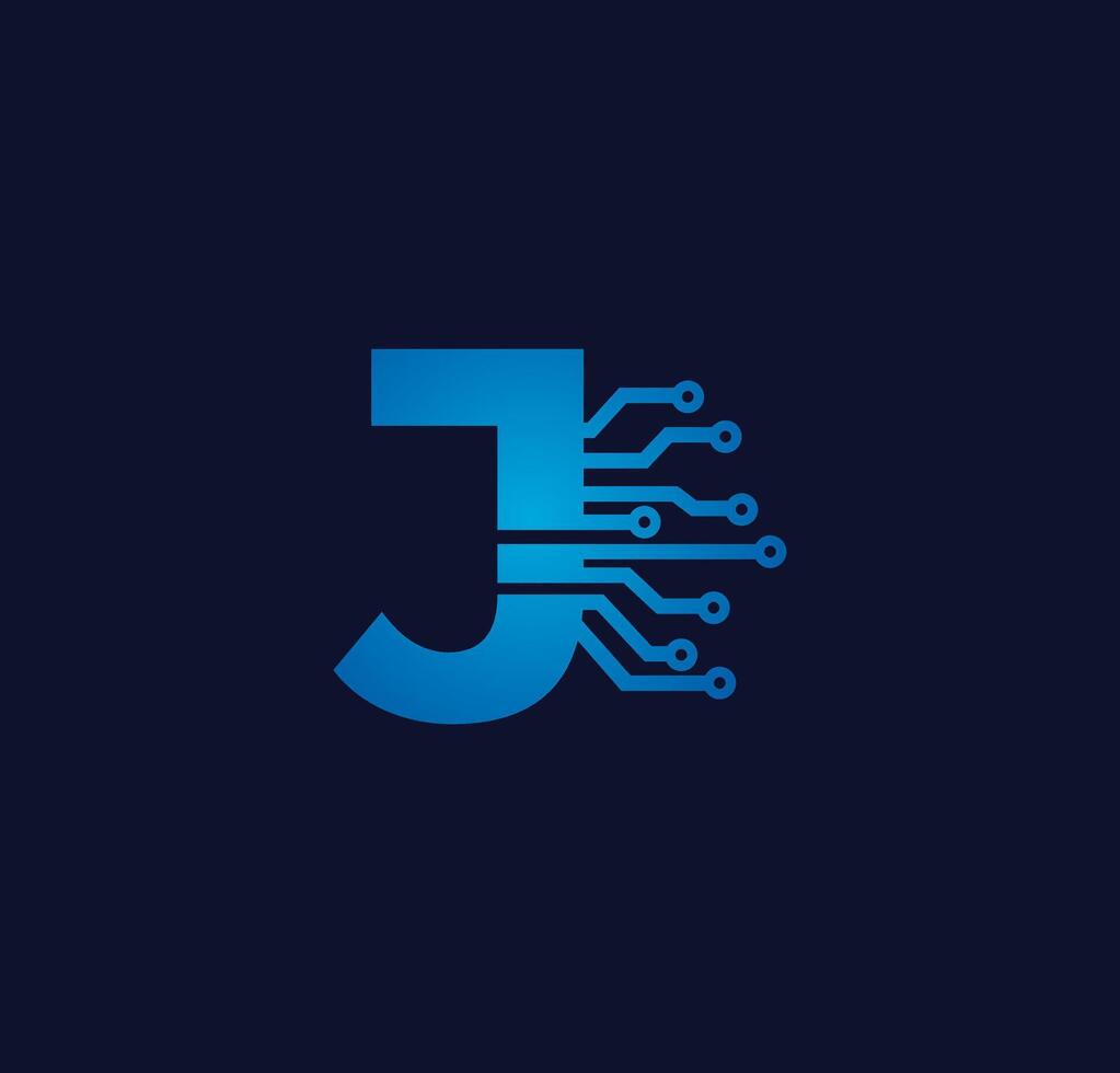j alfabet gegevens opslagruimte technologie logo ontwerp concept vector