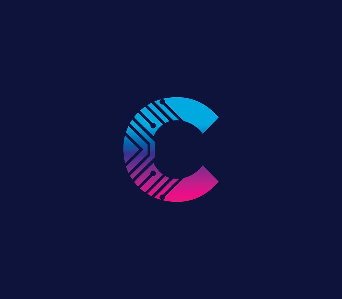 c alfabet technologie logo ontwerp concept vector