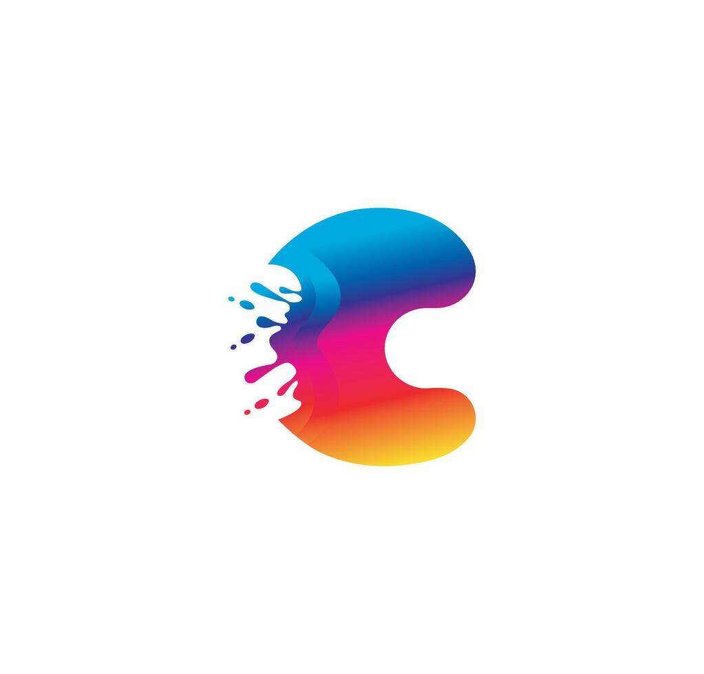 c alfabet kleurrijk schilderij logo ontwerp concept vector