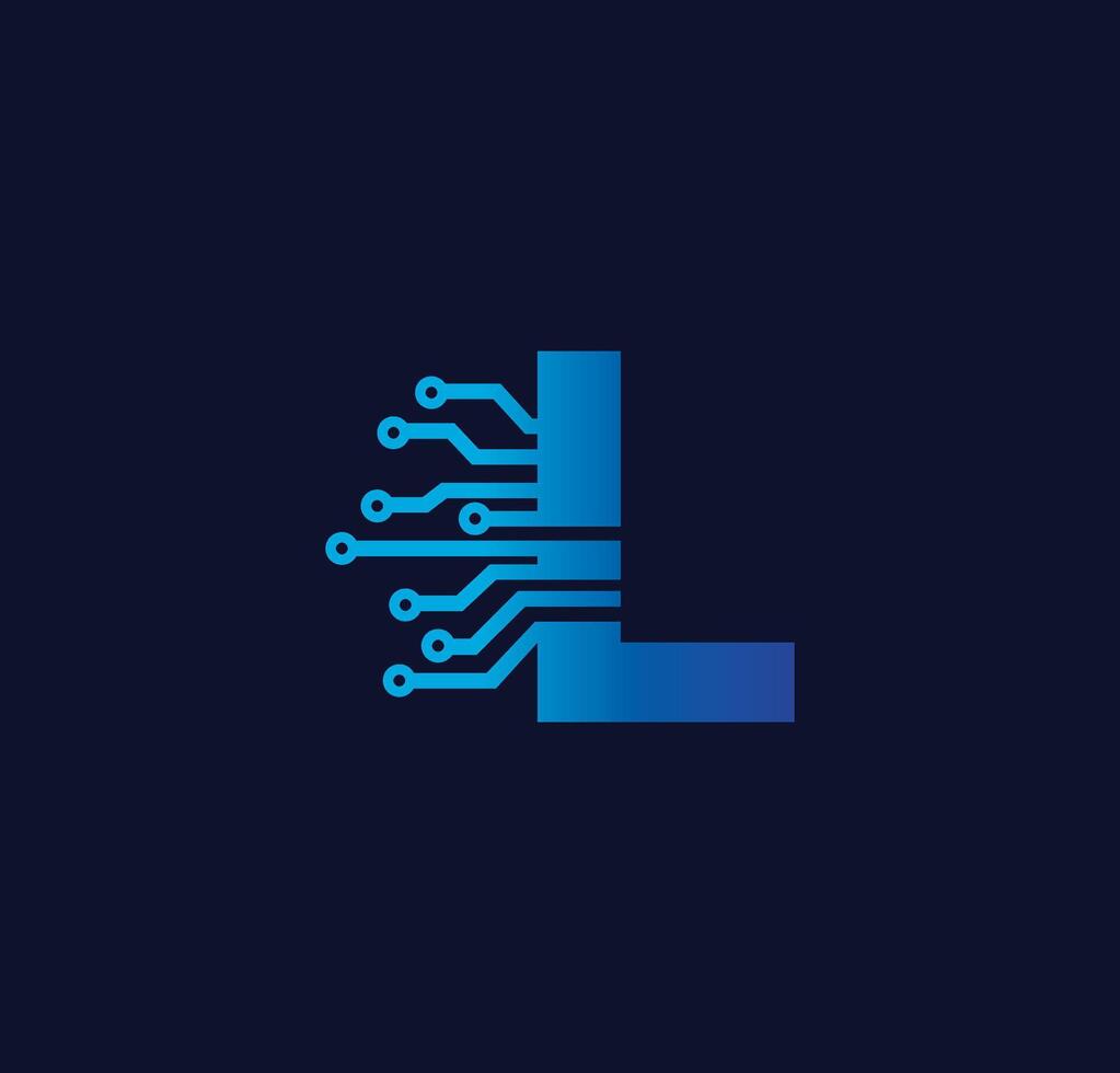 l alfabet gegevens opslagruimte technologie logo ontwerp concept vector