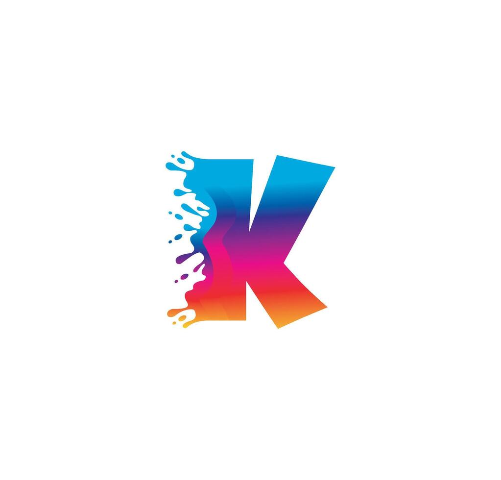 k alfabet kleurrijk schilderij logo ontwerp concept vector