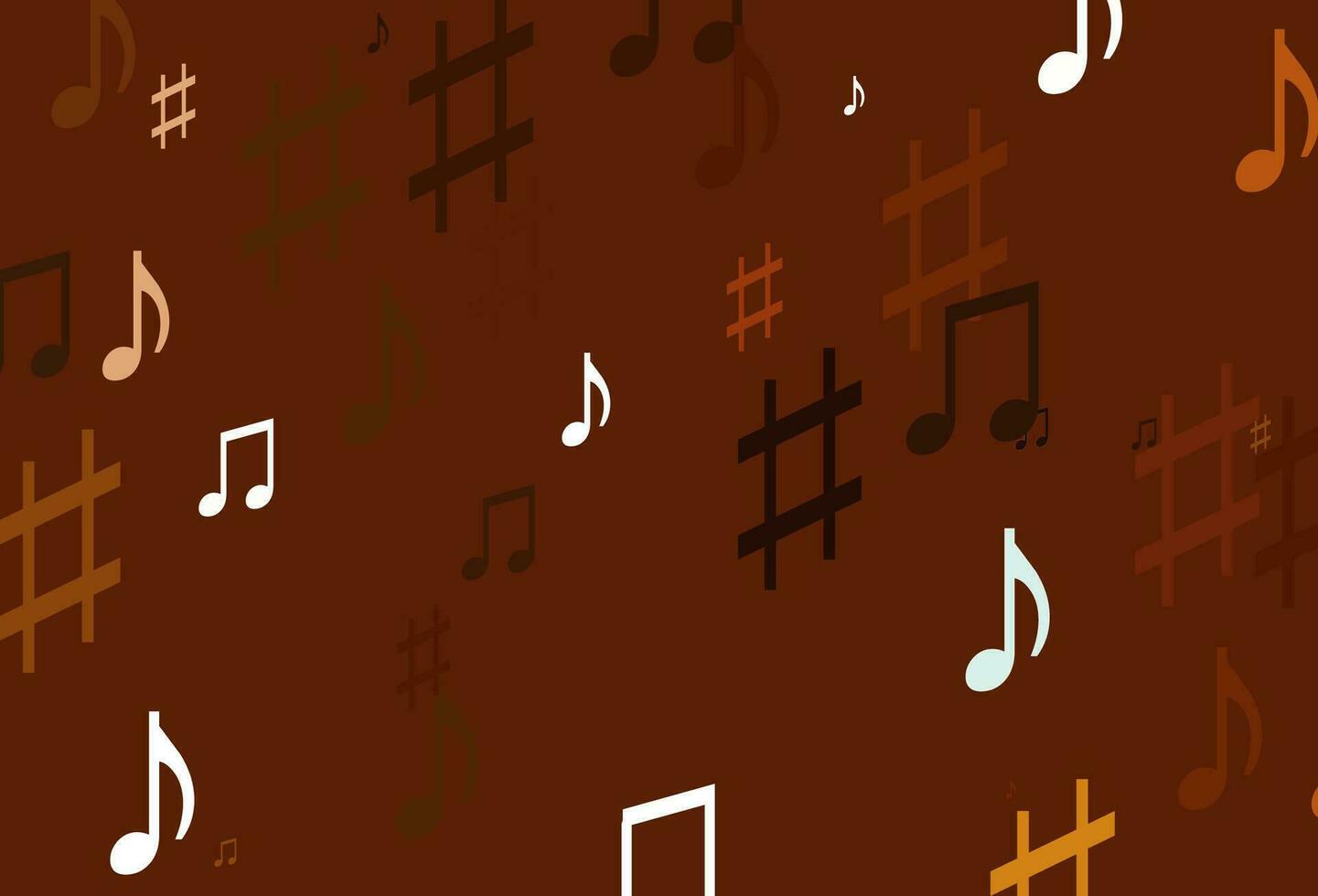 licht oranje vector sjabloon met muzikale symbolen.