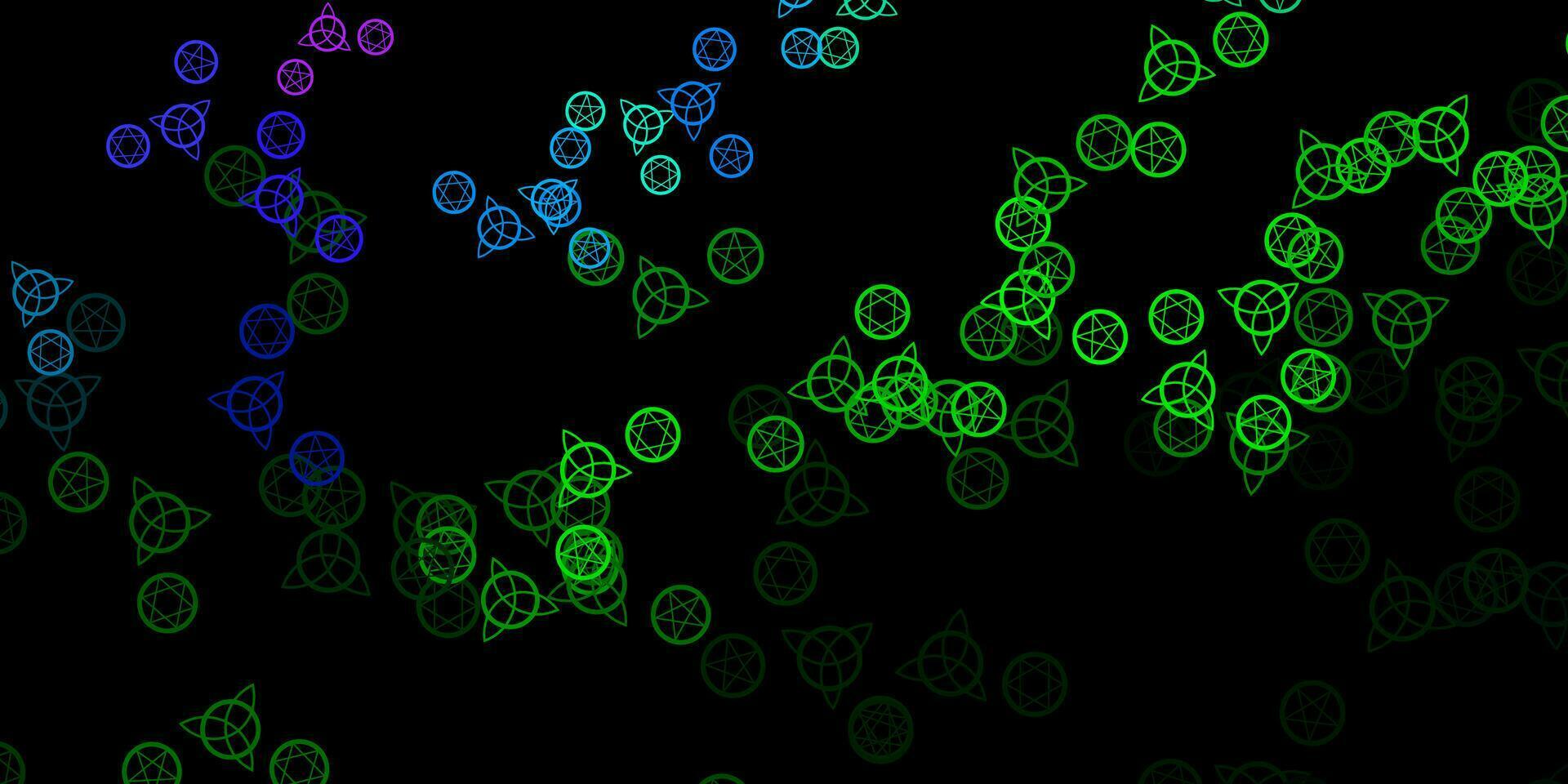 donkerroze, groene vectortextuur met godsdienstsymbolen. vector