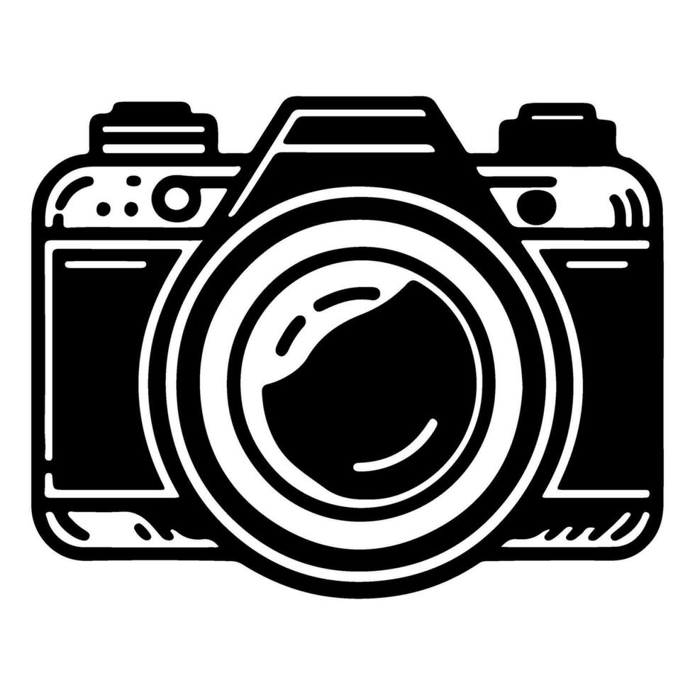 ai gegenereerd foto camera schets kunst icoon voor appjes, websites, logo. fotografie symbool zwart lijn vector