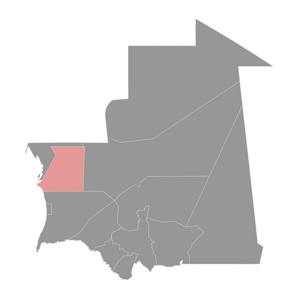 inchiri regio kaart, administratief divisie van Mauritanië. vector illustratie.