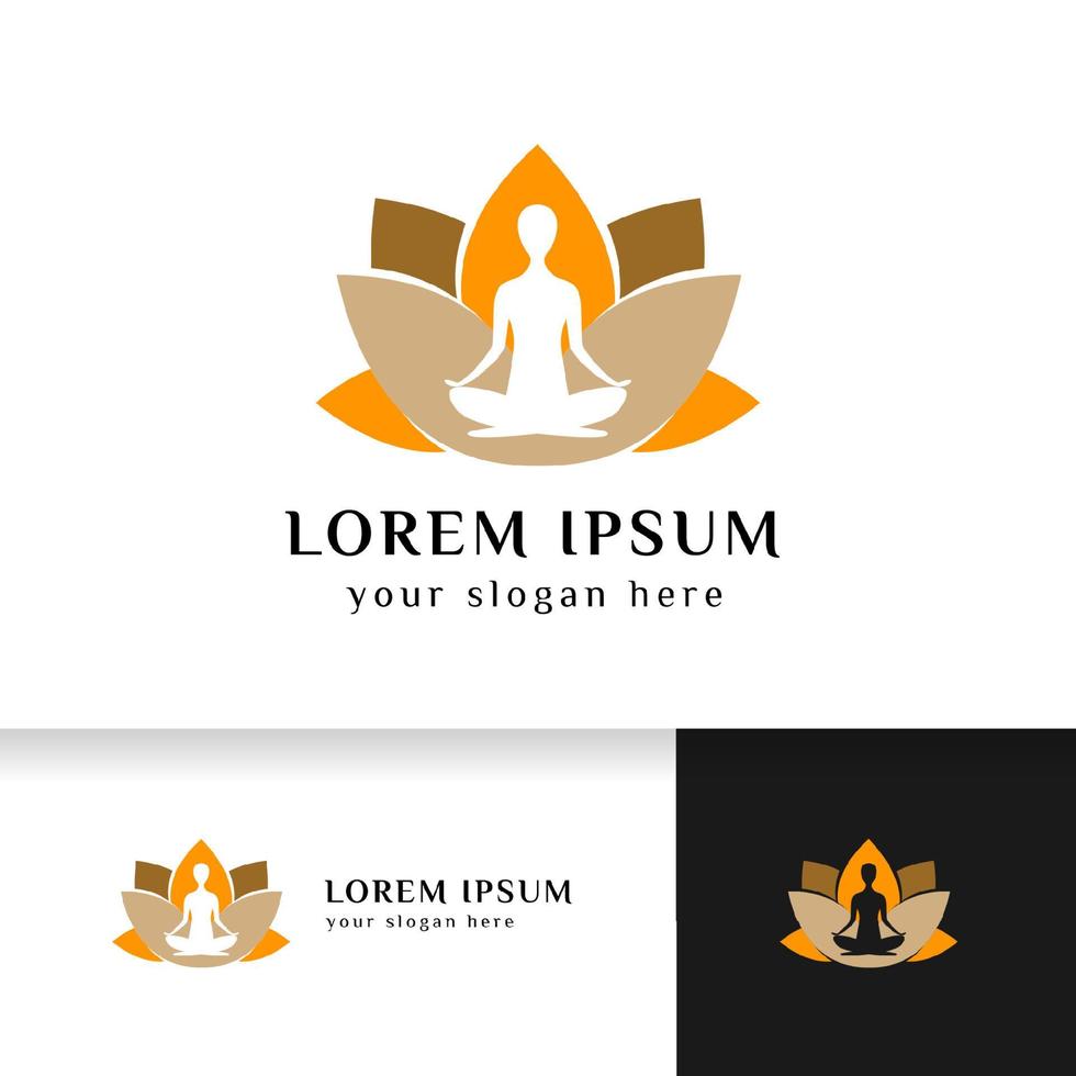 yoga logo ontwerp voorraad. meditatie in lotusbloem illustratie vector