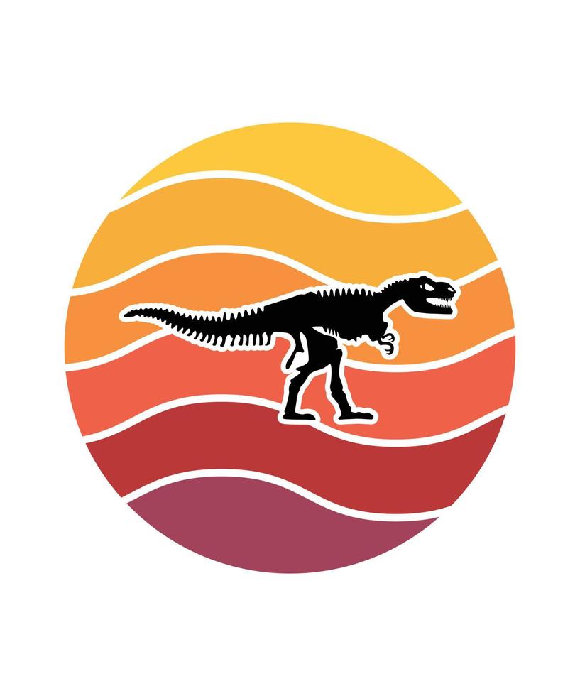 dinosaurussen retro zonsondergang ontwerpsjabloon vector