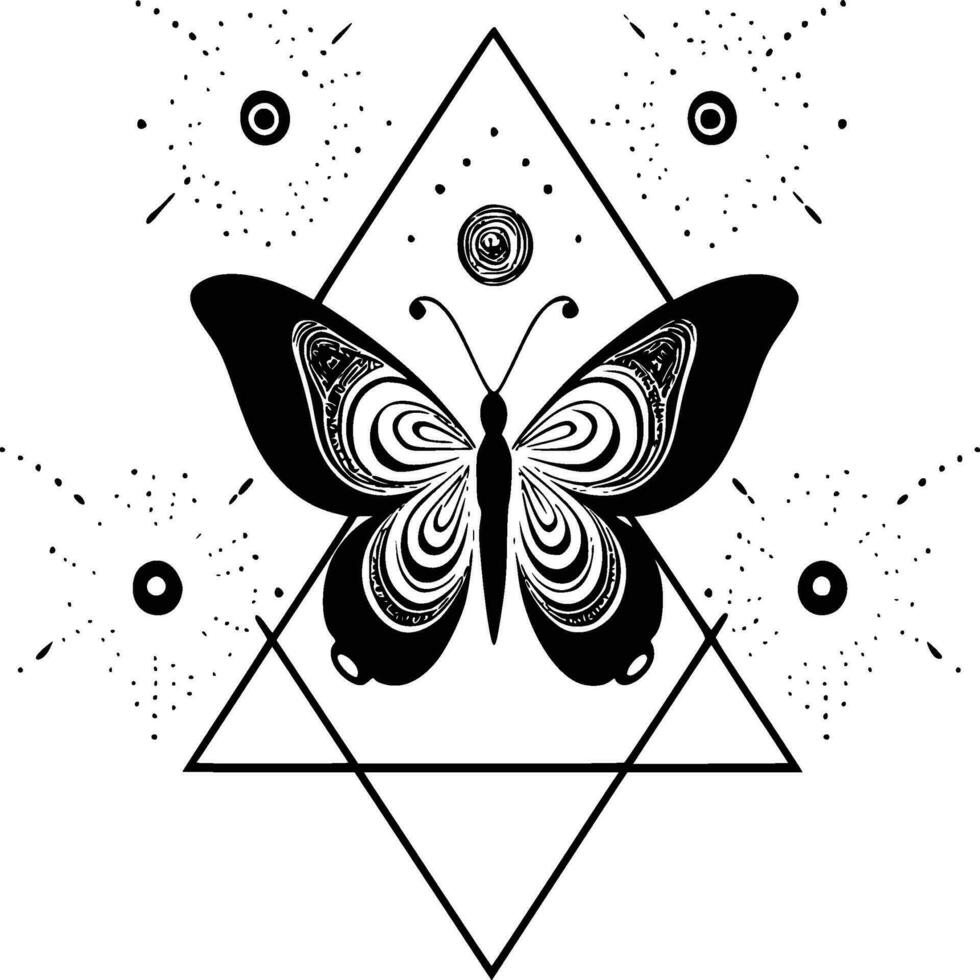 nu abstract vlinder driehoek meetkundig tatoeëren lucht halve maan astrologie vector